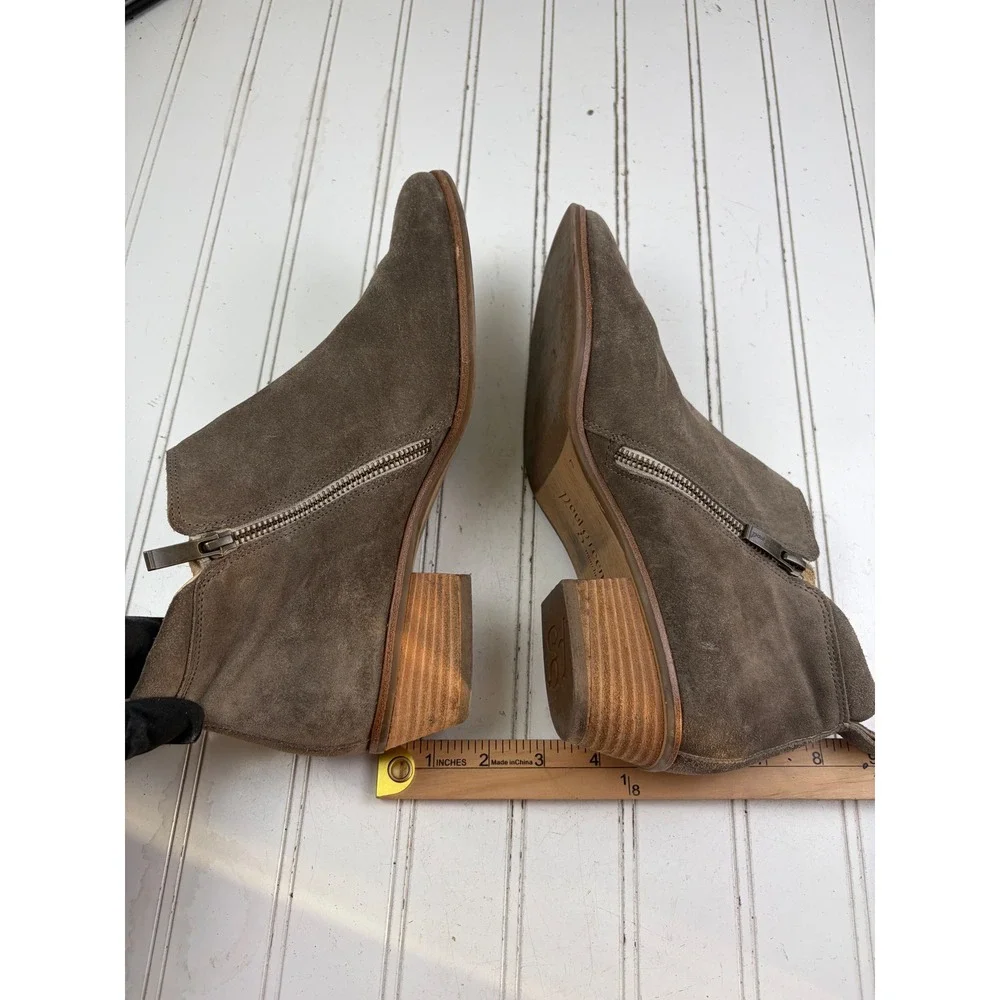 Paul Green Brown Suede Ankle Booties Side Zip Low Heel Women's Size 7